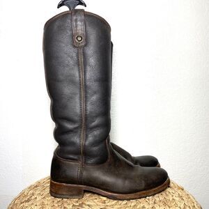 Frye tall brown leather insulated boots Melissa fur